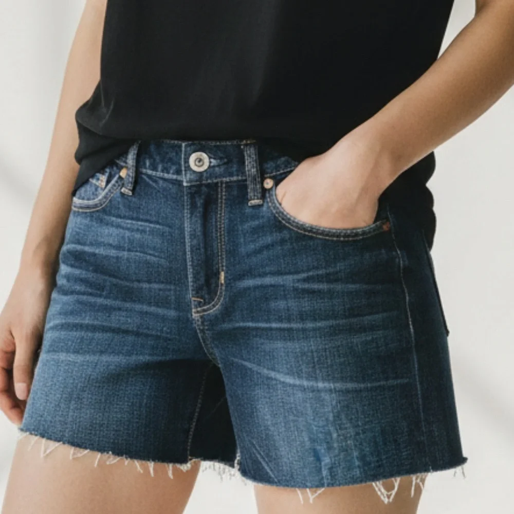 GAP Sexy Boyfriend Denim Jean Shorts Dark Blue Distressed Size 25